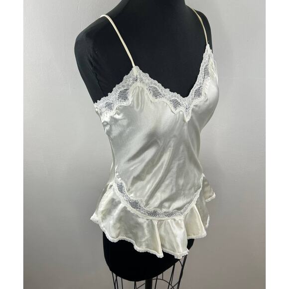 VTG Woolite Sheri Gregory White Silky Satin Lace Teddy Ruff Bodysuit Lingerie S - Picture 4 of 7